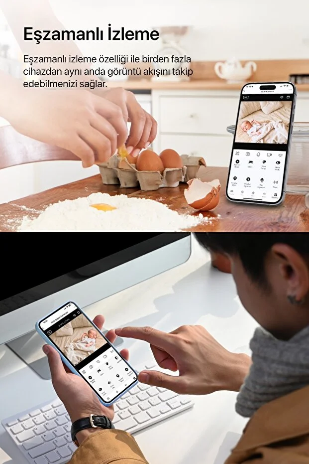 Ev Kamerası | 3’lü Set, 1080p, 3MP, Sesli, Gece Görüşlü, İç Mekan, Güvenlik Kamerası